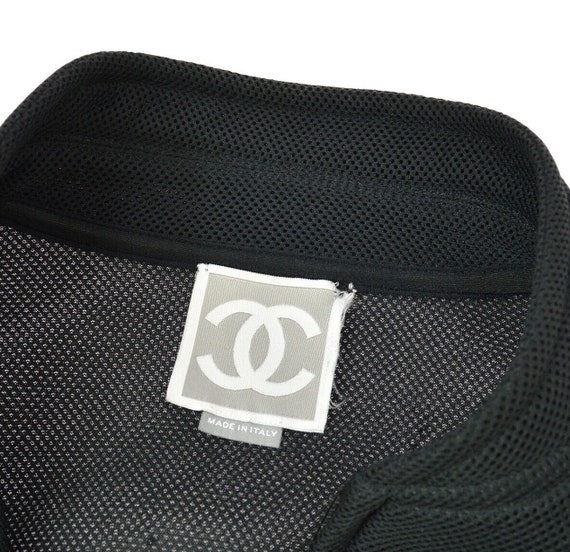 Vintage CHANEL Monogram Logo CC Black Mesh Jacket… - image 4