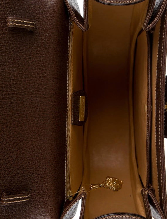 Vintage GUCCI HORSEBIT Brown Leather Handle Satch… - image 4