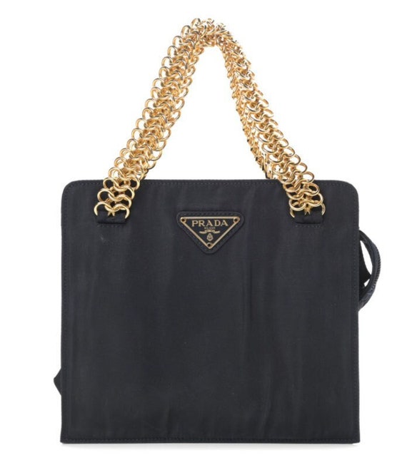 Vintage PRADA Milano Navy Nylon Gold Chain Mini Tote Clutch - Etsy Australia Vintage PRADA Milano Navy Nylon Gold Chain Mini Tote Clutch - Etsy Australia