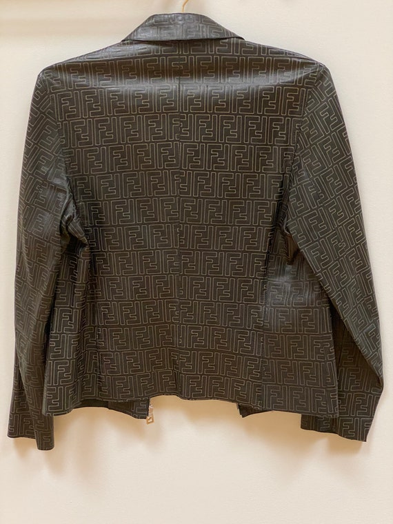 Vintage FENDI FF Leather Zucca Print MONOGRAM Wom… - image 9