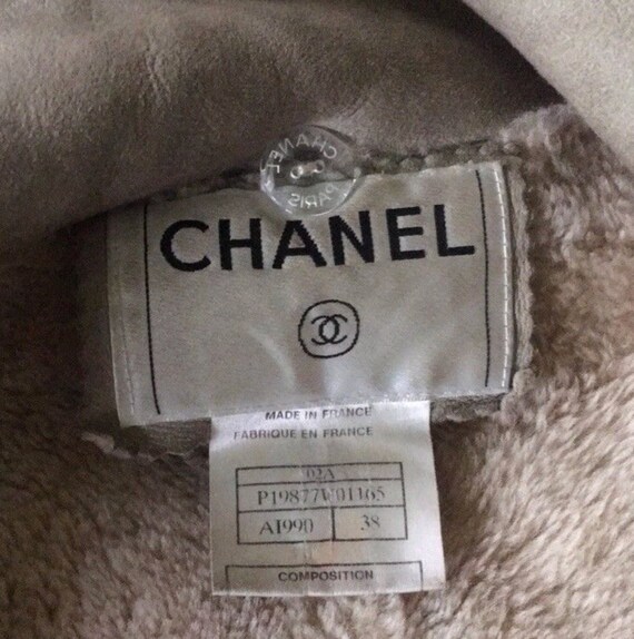 Vintage 90's CHANEL Leather Shearling Lambs Wool … - image 3