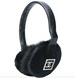 Vintage CHANEL CC Monogram Logo Black FUR & Leather Earmuffs Ear Warmers 