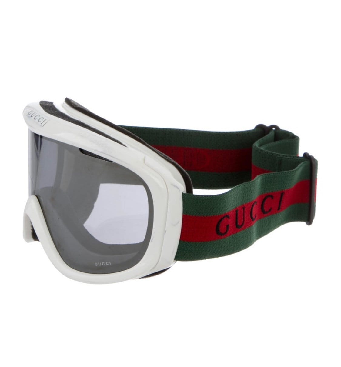 Vintage GUCCI GG Monogram Red Green Webbing Ski Apres Snow Goggles