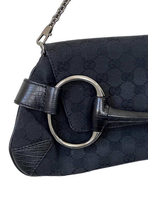 Vintage GUCCI GG Monogram Canvas and Leather Hors… - image 3