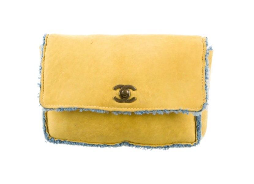 Chanel Pharrell Flap Bag Quilted Suede XXL Yellow