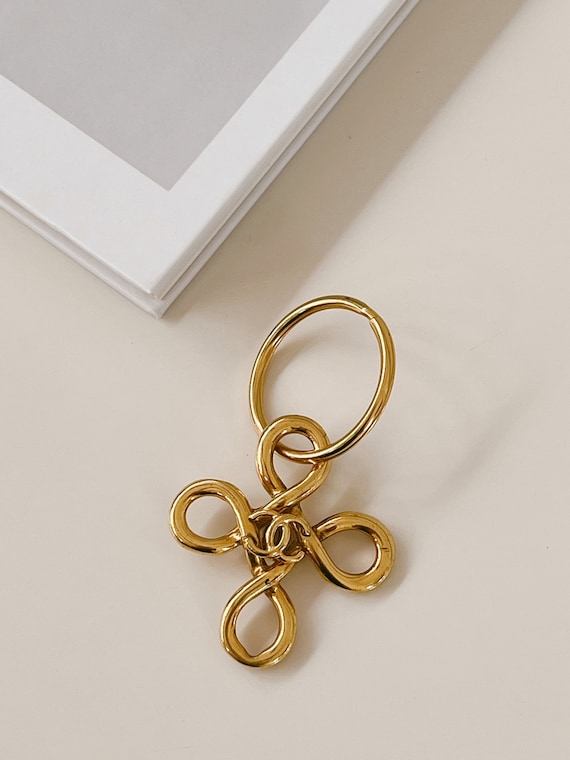 CHANEL Key ring chain holder Bag charm AUTH Coco Gold CC Vintage Rare  5.5x4cm FS