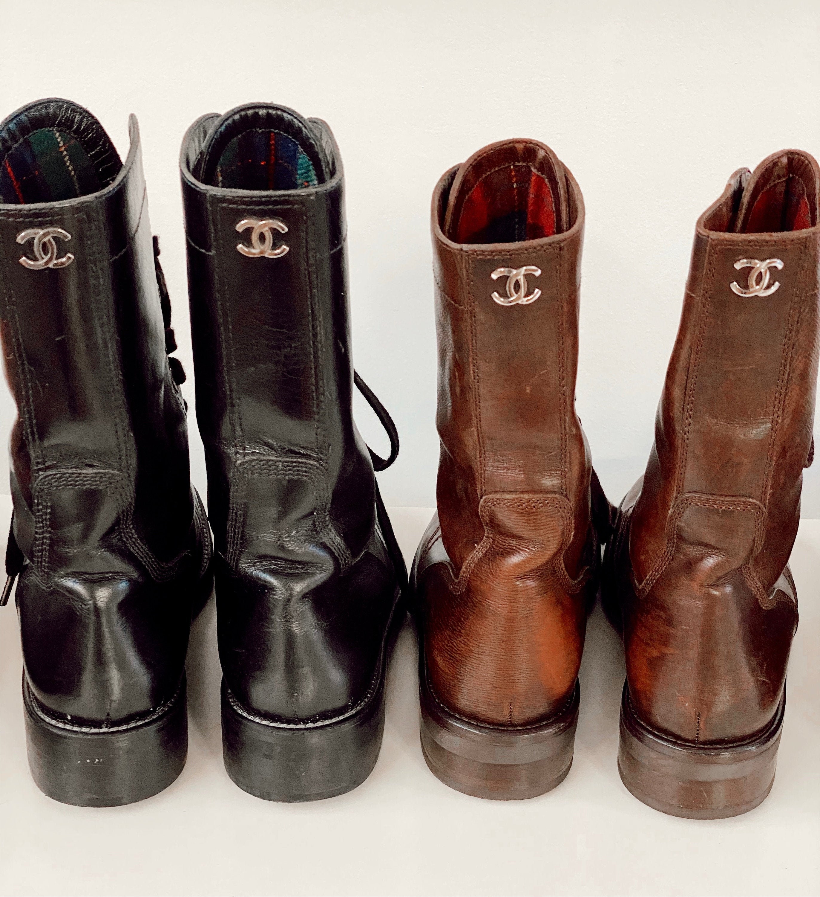 Vintage CHANEL Fall 1991 Motorcycle Boots at Rice and Beans Vintage