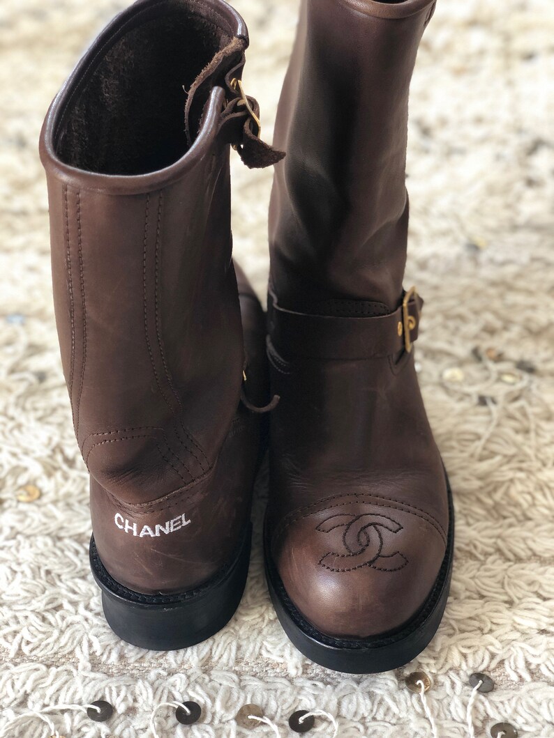 chanel moto boots