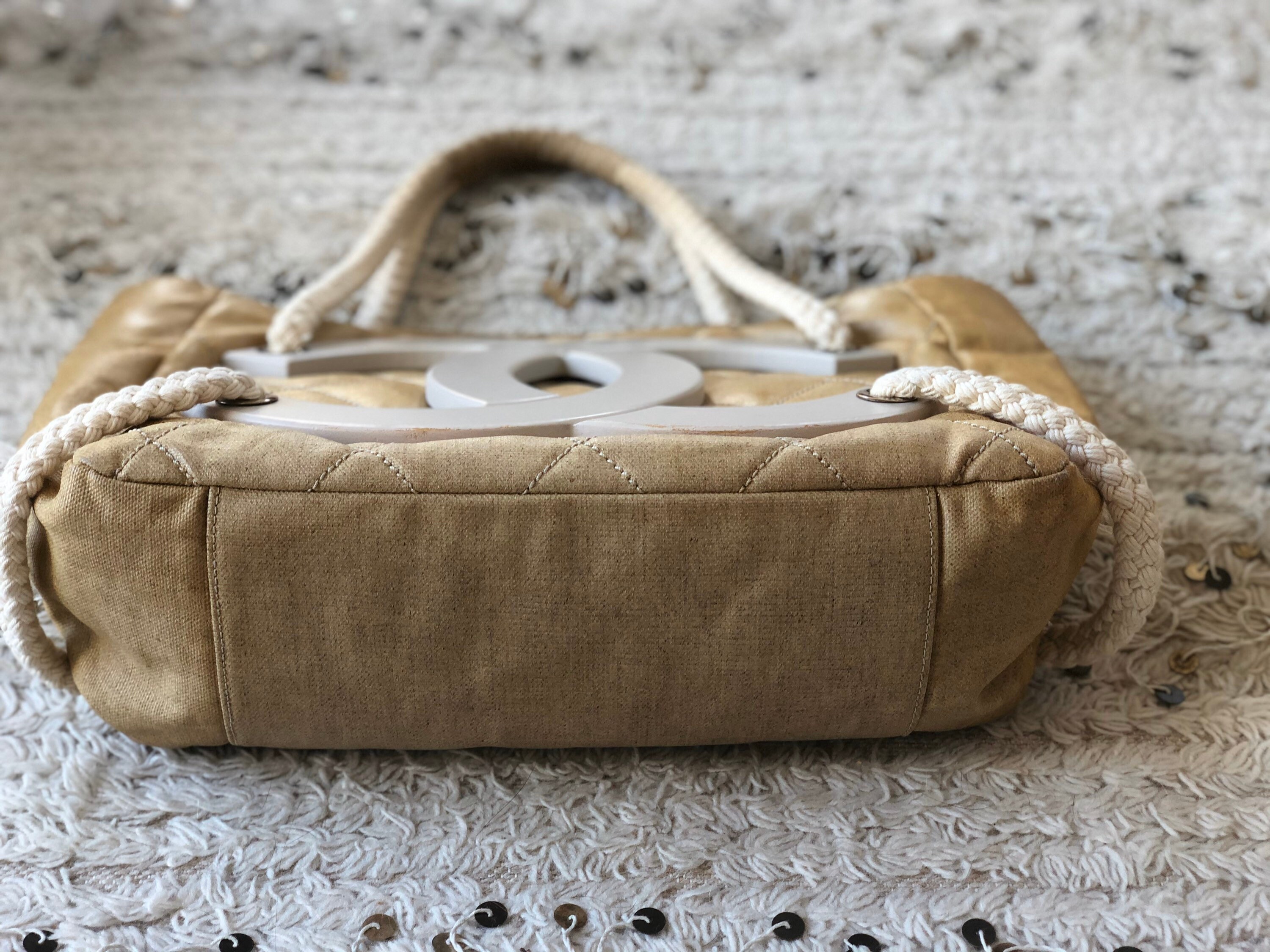 Vintage CHANEL Limited Edition Cruise Huge XL CC Wood Logo