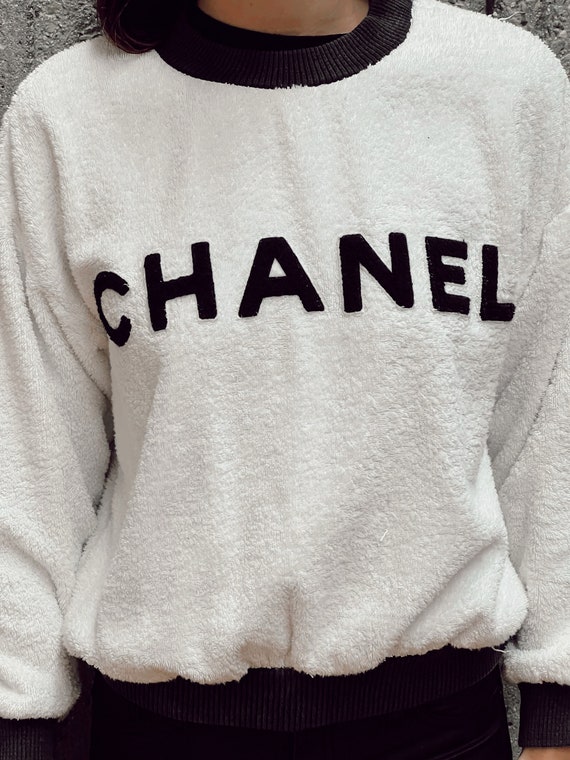 CHANEL Sport Vintage 09C Big CC Logo Hoodie Top #34 Terry Cloth