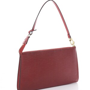 Vintage LOUIS VUITTON LV Monogram Dk Red Epi Leather Pochette Mini Shoulder Bag image 6