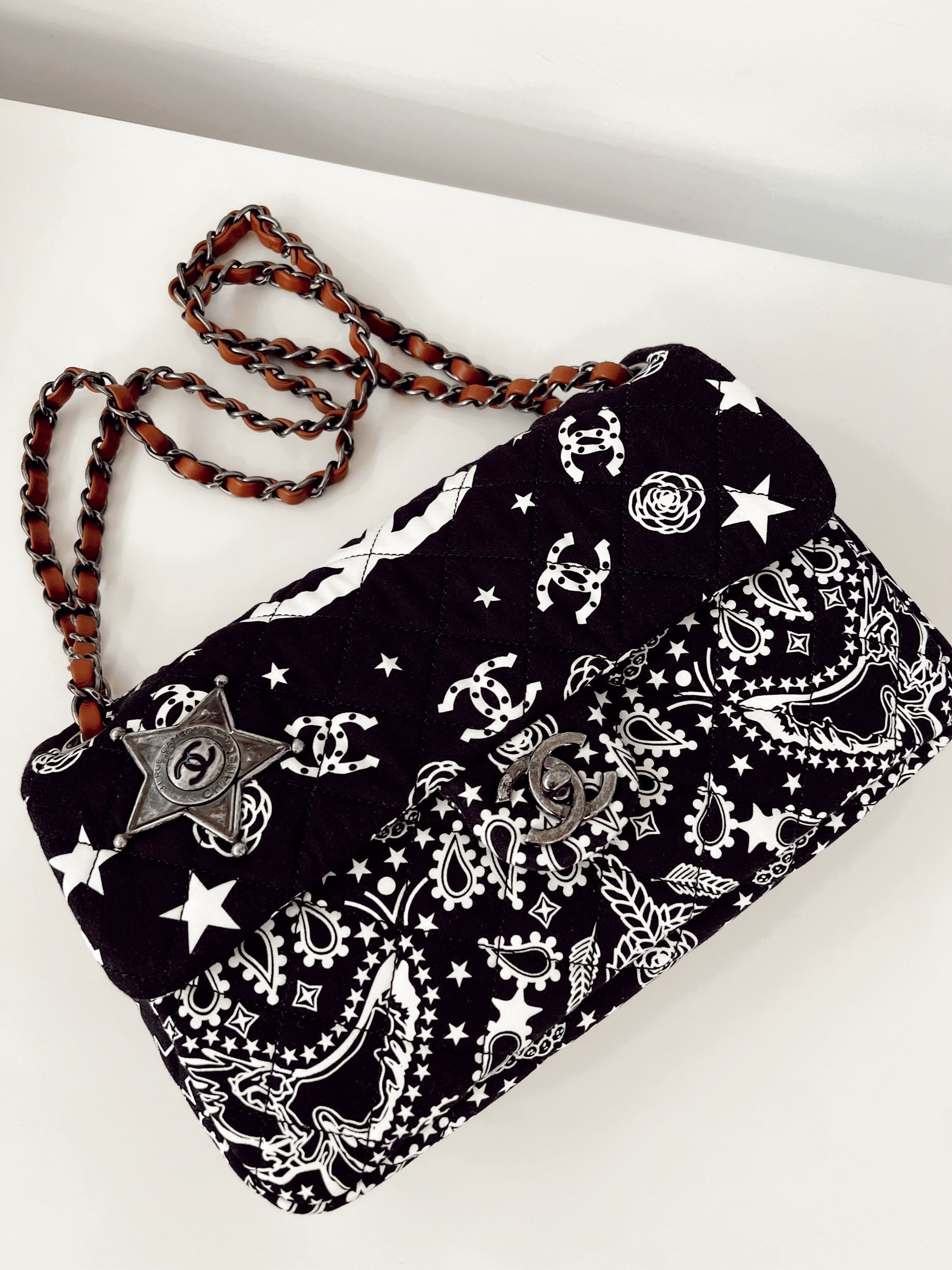 CHANEL CC Logo Turnlock Paris Dallas BANDANA Print Flap 