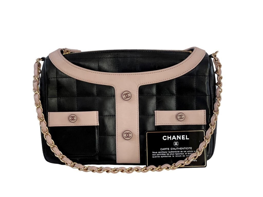 Chanel, Vintage black Lambskin quilted shoulder bag with tassel