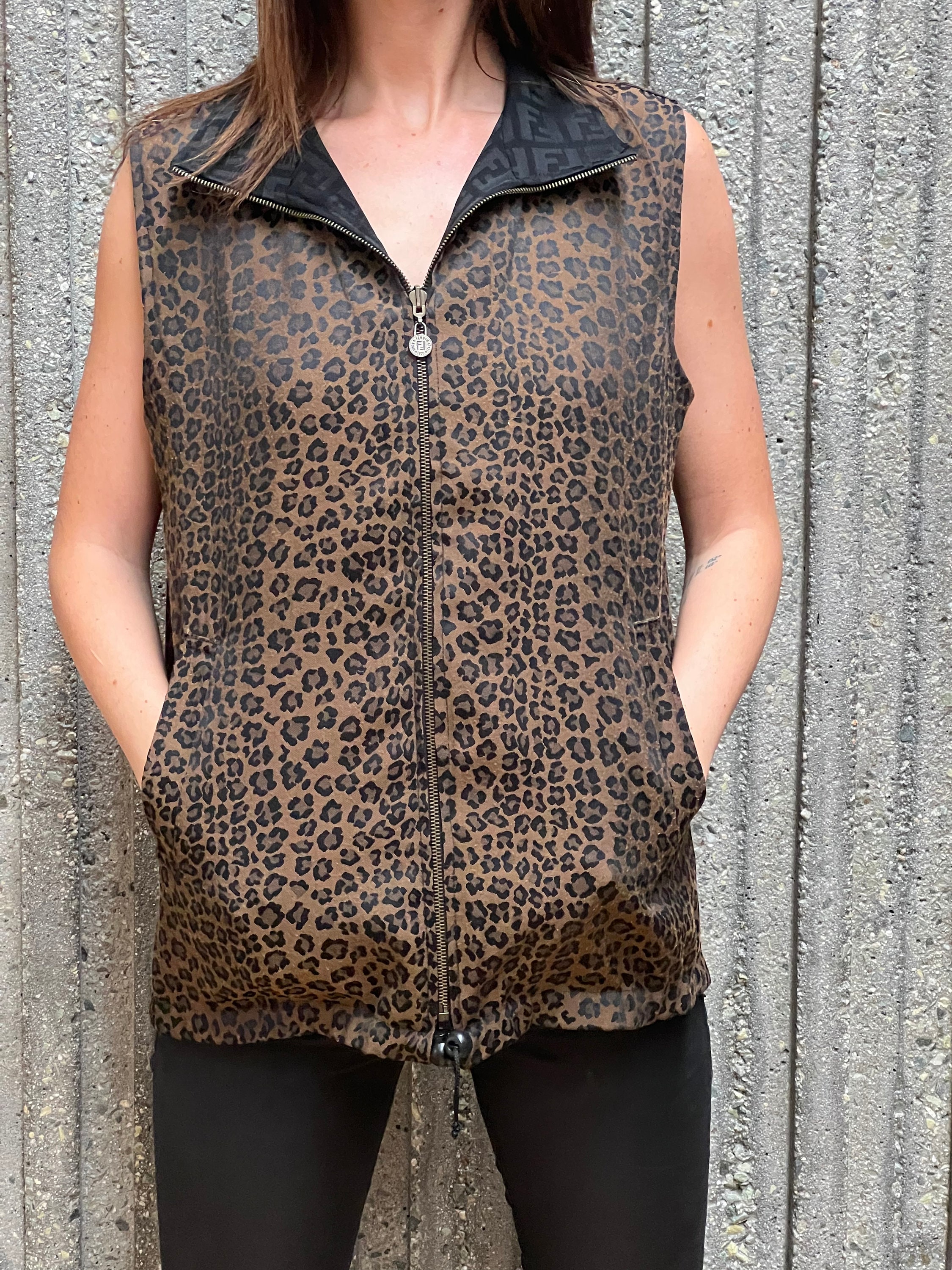 Vintage FENDI FF Zucca Print Monogram REVERSIBLE Cheetah