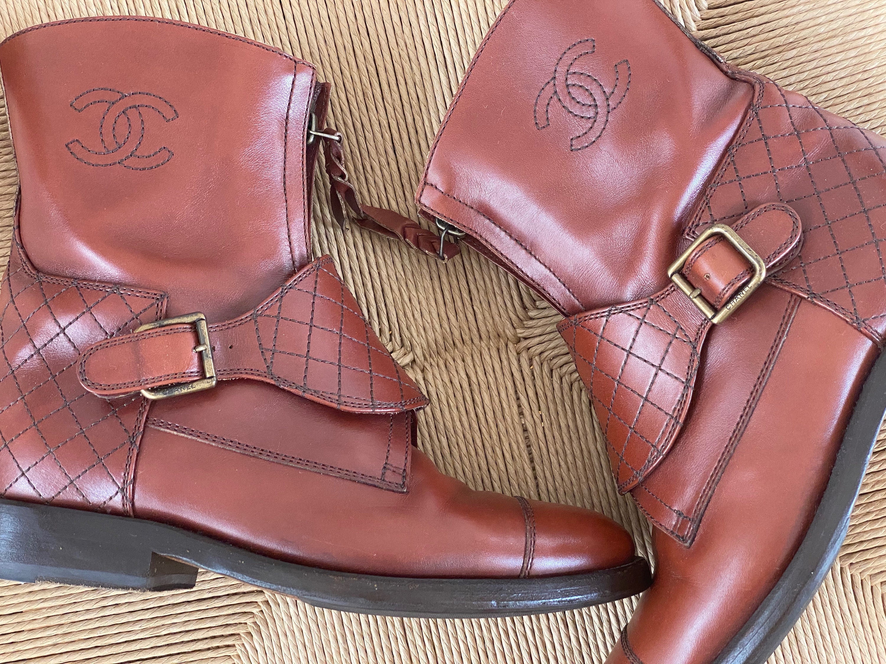 Chanel Brown Boots - Etsy Hong Kong