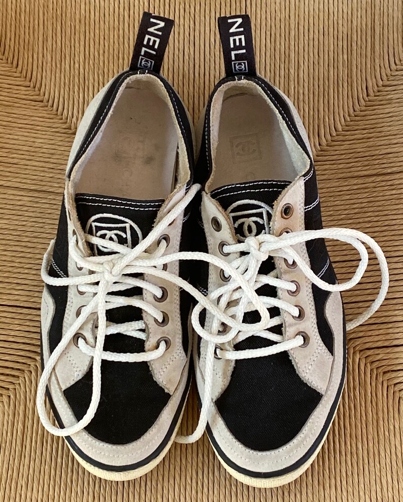 chanel black tennis shoes