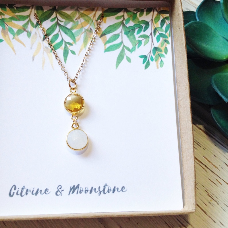 Layering Necklaces November Birthstone Necklace Multi Stone Necklace Citrine Necklace Gold Moonstone Healing Crystal Necklace