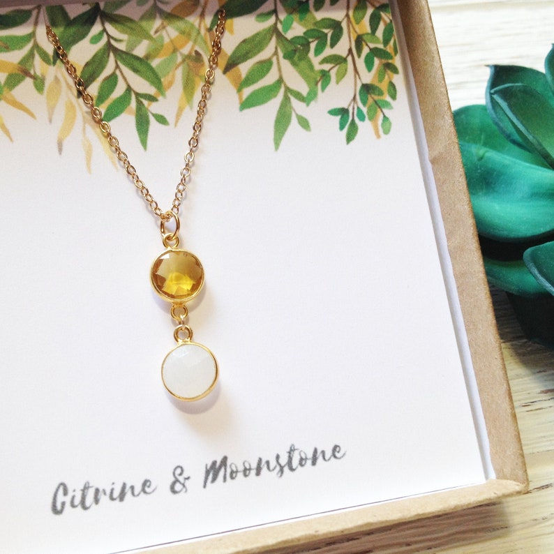 Layering Necklaces November Birthstone Necklace Multi Stone Necklace Citrine Necklace Gold Moonstone Healing Crystal Necklace