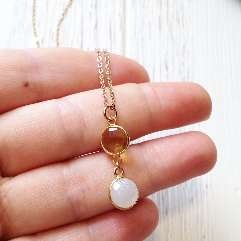Layering Necklaces November Birthstone Necklace Multi Stone Necklace Citrine Necklace Gold Moonstone Healing Crystal Necklace