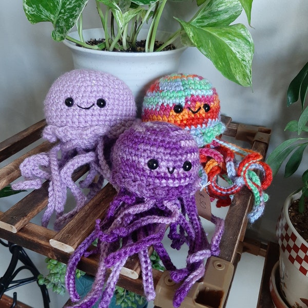 Large Jellyfish Plush | Ocean Themed Toys | Sea Animals Imaginative Play | Crochet Amigurumi Jellyfish Plushie | Toddler Toy