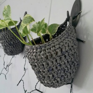 PATTERN | Hanging Basket Crochet Pattern | Storage Basket | Mask Storage | Plarn Pattern | T-shirt Yarn Pattern | Bulky Yarn Pattern