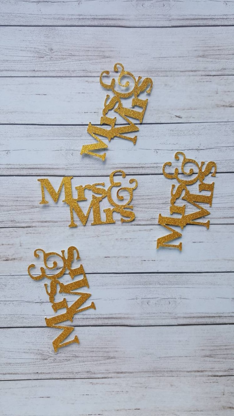 Wedding cupcake toppers Mrs and Mrs Confetti Glitter cupcake toppers Mrs and Mrs cupcake toppers