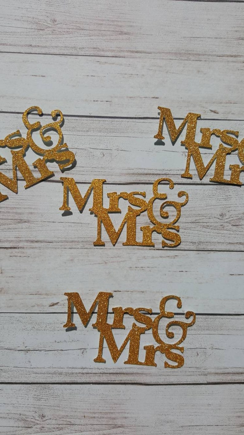 Wedding cupcake toppers Mrs and Mrs Confetti Glitter cupcake toppers Mrs and Mrs cupcake toppers
