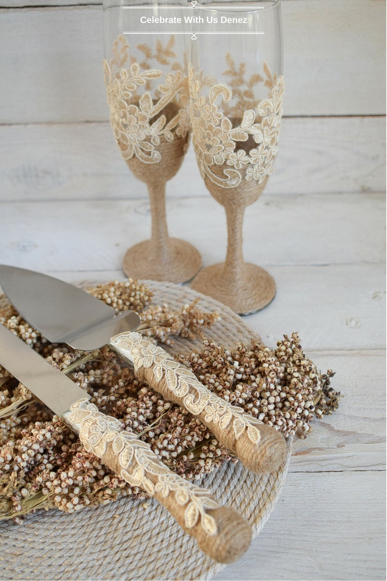 Rustic Wedding Cake Knife Server Burlap Wedding Cake Serving Etsy