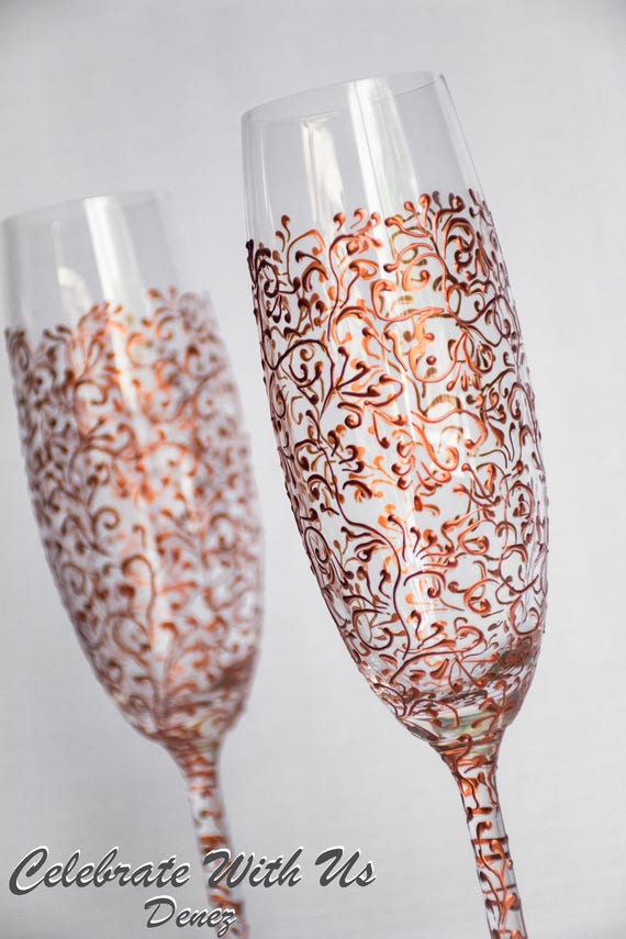 Rose Gold Wedding Glasses Toasting Flutes Champagne Flutes Etsy