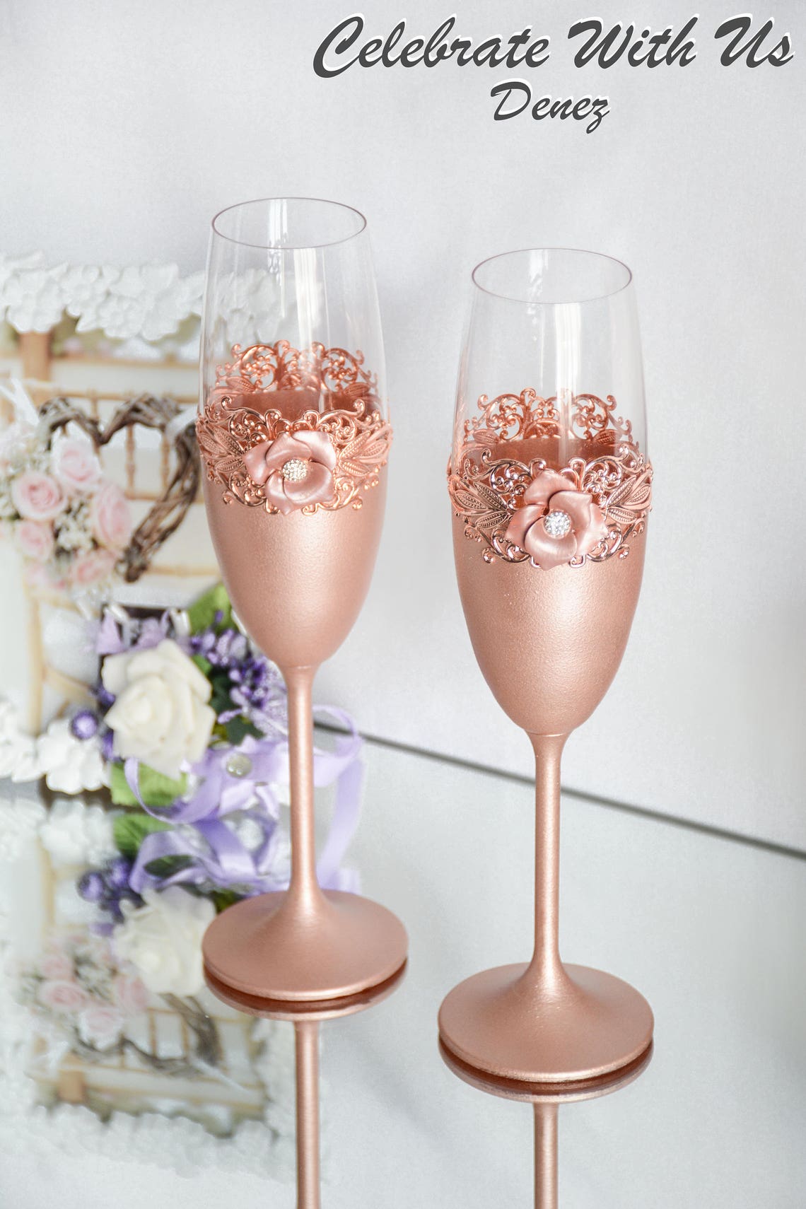 ROSE GOLD Wedding Glasses Toasting Flutes Champagne Flutes Etsy