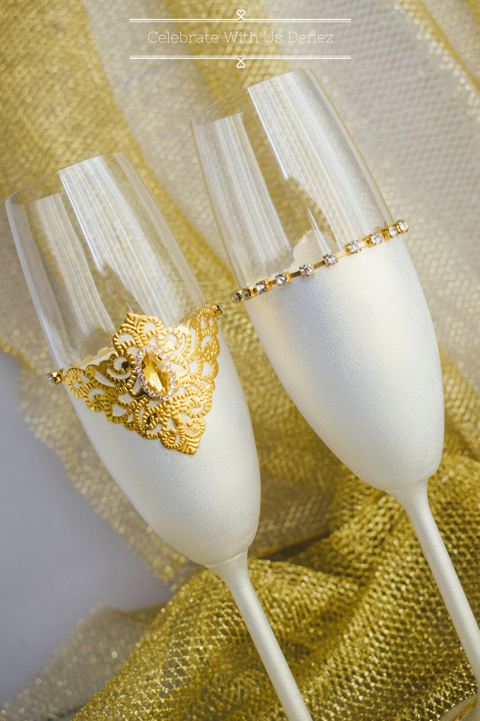 Ups Delivery Gold Wedding Glasses Toasting Flutes Champagne Etsy