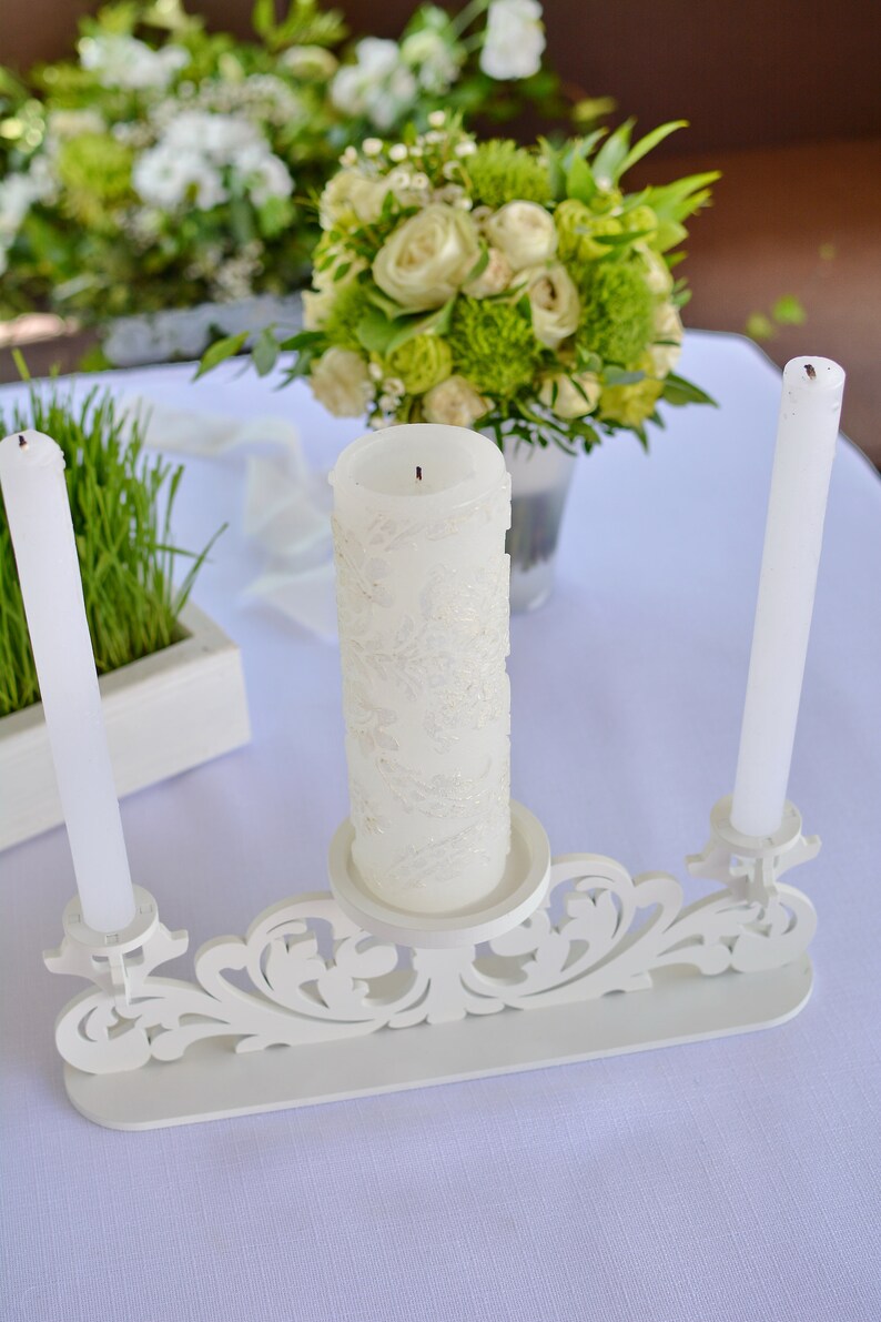 Candlestick Ceremony Candles Unity White Unity Candles Holder Etsy