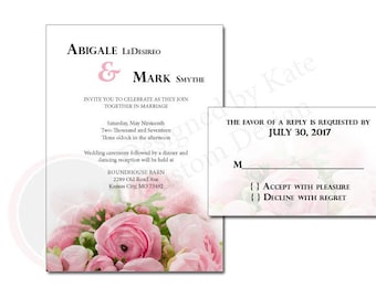 Rose Wedding Invitation  - Can Also be Made into a Bridal Shower Invitation