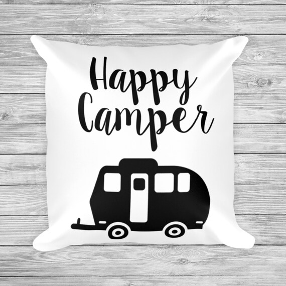 Happy Camper Pillow Cute Camping Pillow Camper Decor Etsy