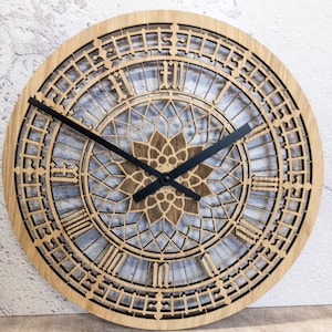 Big Ben Clock - real oak face - modern wall clock - contemporary clock - London Gift - Great Britain - Valentines Gift - large wall clock