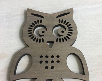 Owl coaster - wood coaster - laser cut coasters - geometric coaster - animal coaster