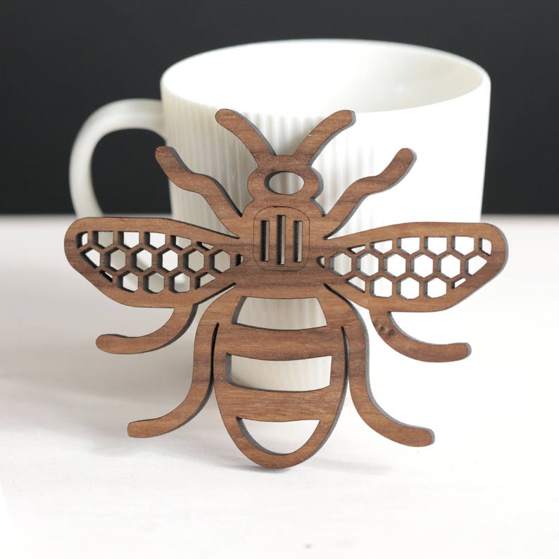 Manchester Bee - real wood coaster - Mancunian - Madchester - teacher gift - beekeeper - housewarming - office gift - personalised gift 