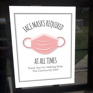 Face Masks Required Printable Sign 8.5" X 11" Edit in Your Browser ...