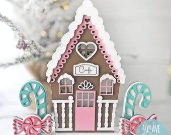 Gingerbread Christmas Village Cafe SVG DXF EPS Cut Files For Glowforge Laser Christmas Mantle Decor Table Decor Unlimited Commercial License