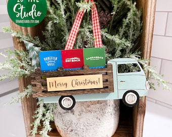 Weihnachten Vintage LKW Geschenk Kartenhalter Ornament SVG DXF EPS für Glowforge Laser Weihnachtsverzierung mit kommerzieller Lizenz