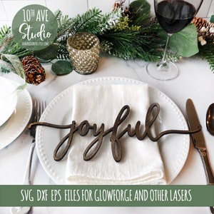 Pacote de palavras de placa de configuração de lugar - 16 palavras padrão e feriado de ação de graças Natal SVG DXF EPS Glowforge Decoração de mesa a laser