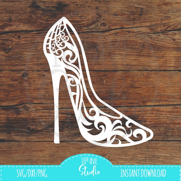 Stiletto high heel SVG/DXF/PNG Scroll Fancy Flourishes Decal Cut Files For Cricut Glowforge Silhouette Laser Cutting and clip art