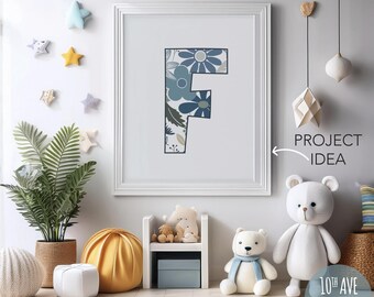 Blaues Blumenalphabet 26 hochauflösende transparente PNG-Dateien für den Druck von Sublimationswanddruck-Einladungen Babyparty