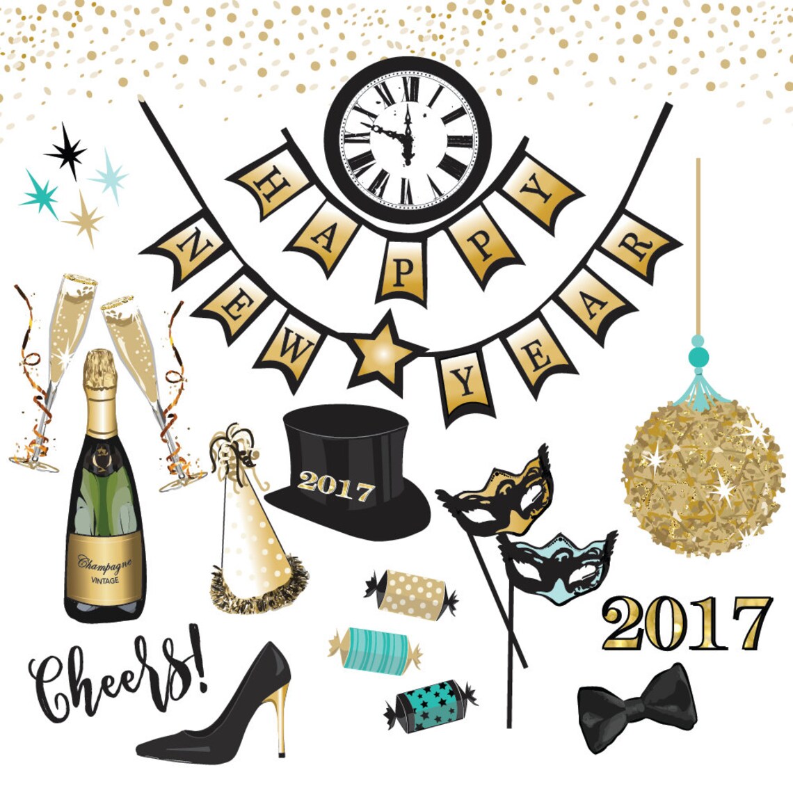 New Year's Eve Gold Vector Graphics