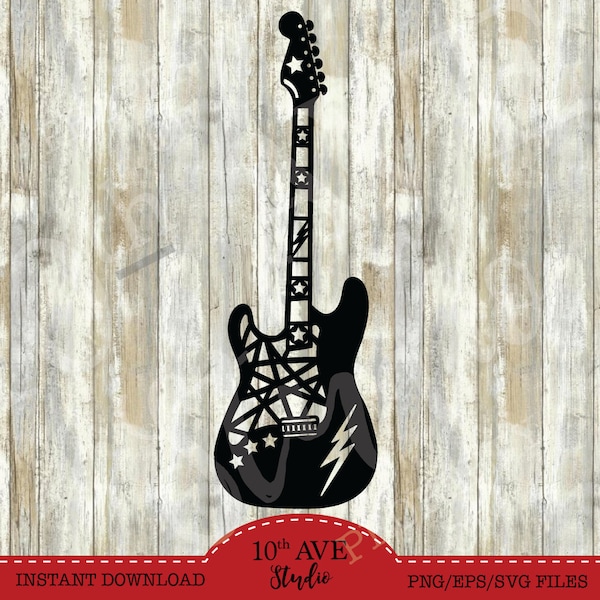 Electric Guitar SVG/EPS/DXF/png Clipart Vector Files cut files