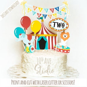 Carnaval-taart en cupcaketopper ontwerpen voor lasersnijden of doe-het-zelf Print en snij jezelf PNG/PDF ~ Direct downloaden! Glowforge-lasers snijden