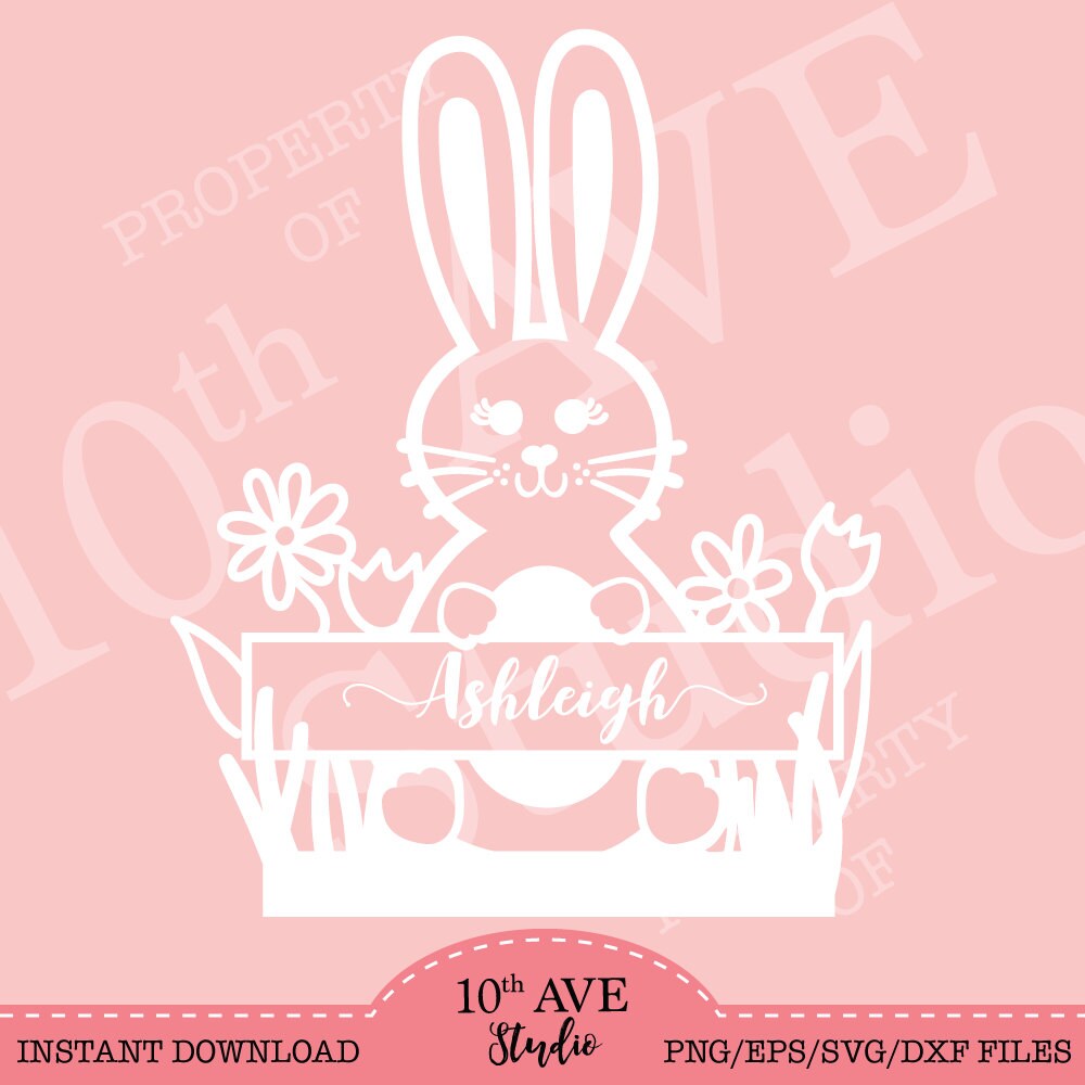 Download Bunny SVG Monogram Name Frame EPS/DXF/png files for cut | Etsy