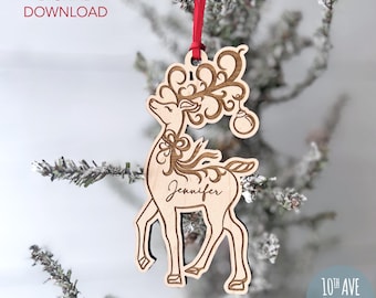 Rentier Ornament SVG DXF eps Dateien für Laserschneider oder Cricut Weihnachten Geschenk Baum Dekor Geschenkanhänger