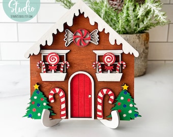 Gingerbread House SVG DXF EPS Cut Files Tiered Tray Christmas Decor Ornaments for Glowforge and Lasers