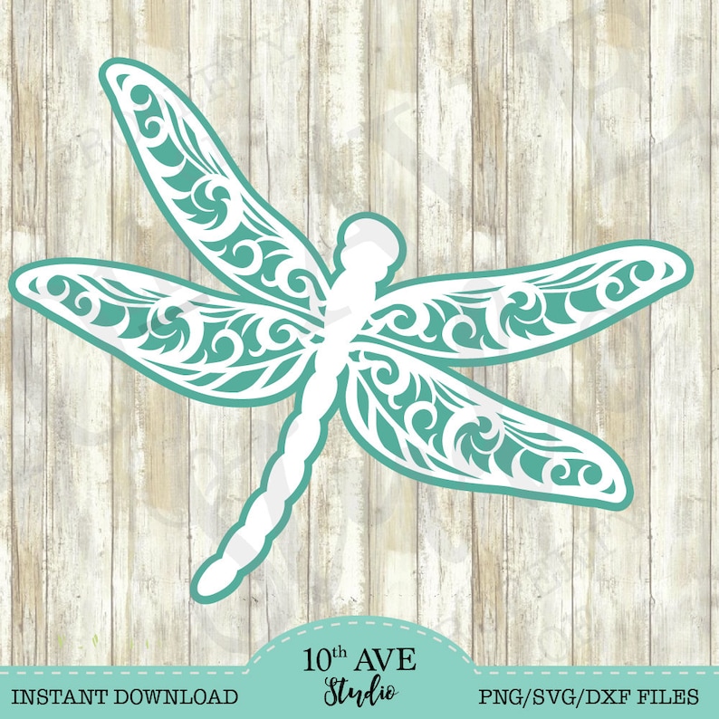 2 layer/color Fancy Swirly Dragonfly SVG/DXF/PNG - Cut Files for Cricut Sil...